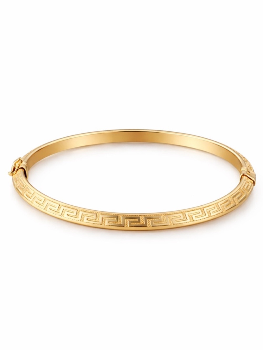 MIA Fiore Greek Key Bangle Bracelet 14K Gold Plated Plated Bronze Italy